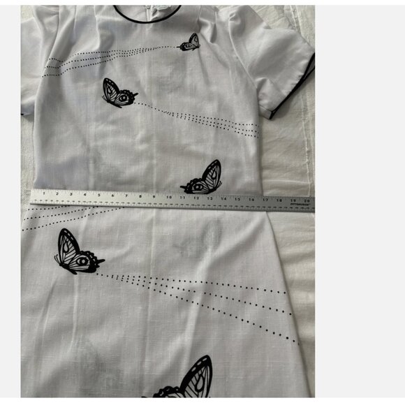 VINTAGE THE VESTED GENTRESS WHITE & BLACK BUTTERFLY DRESS - Picture 2 of 12